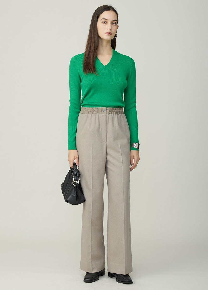 混毛質感鬆緊寬褲